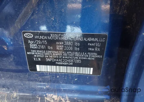 2016 Hyundai Elantra Se из США, поврежденный, VIN 5NPDH4AE2GH687085